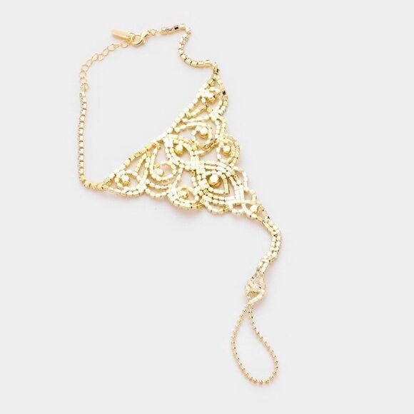 Anklet Round Abalone Rhinestone Gold Net Toe Ring - Picture 2 of 6